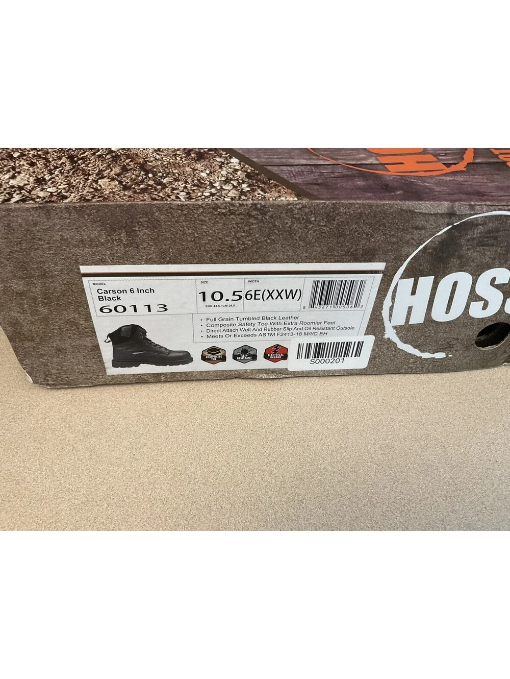 New! HOSS Boot Company Carson 6 Inch Comp Toe Work Boots. Size 10.5-6E Wide.